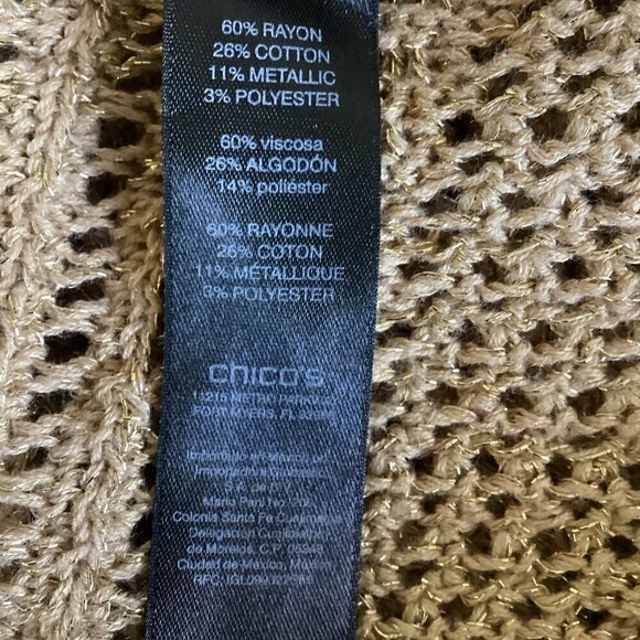 Chico's Travelers Metallic Gold Knit Tunic Top 3 (XL/16) #1S - Picture 8 of 9